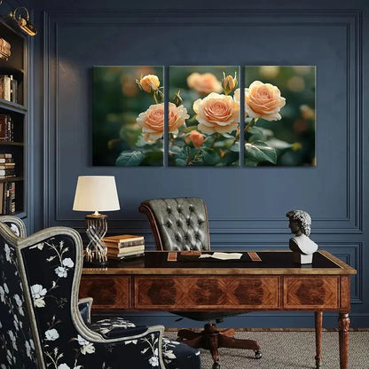 3pcs Roses Greenery Floral Art Painting Metal Print Ready to Hang Art