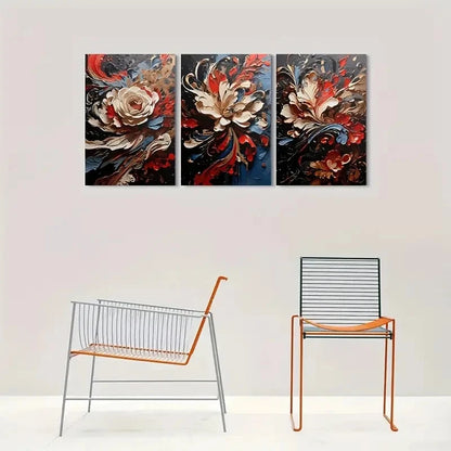 3pcs Modern Abstract Floral White Blue Wall Art Set Canvas Framed 40x60cm - High Quality Print 100% Australian Made Wall Canvas Ready to Hang