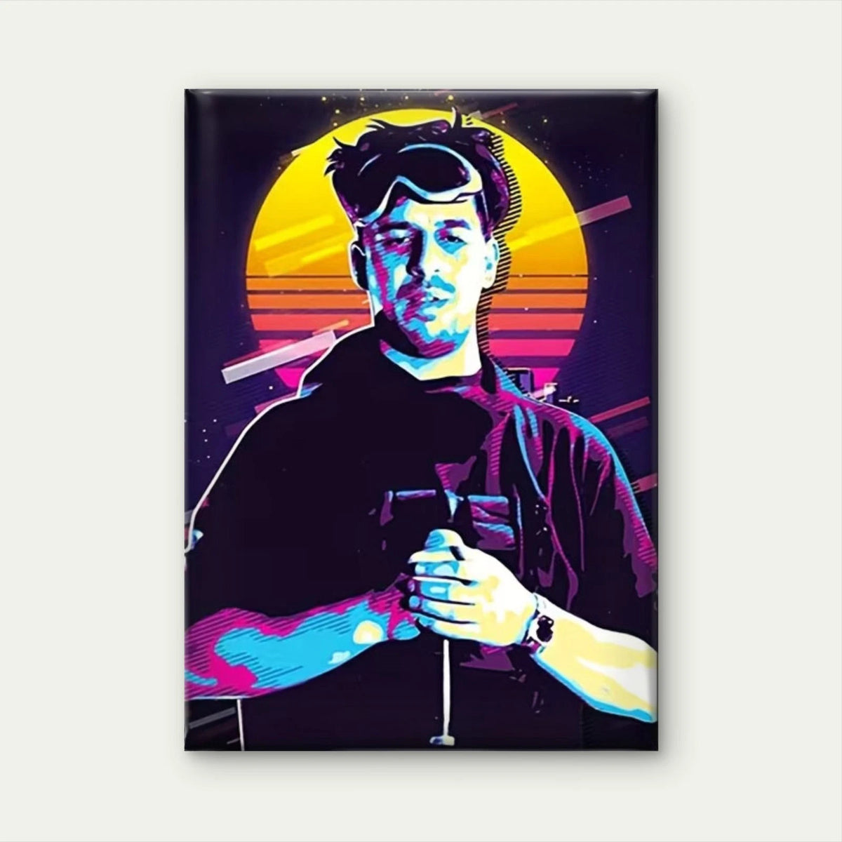Synthwave Portrait in Neon 60x90cm Metal Print Ready to Hang