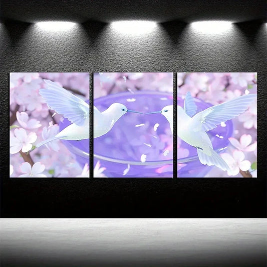 3pcs Vibrant Peace Dove Design Metal Print Ready to Hang Art