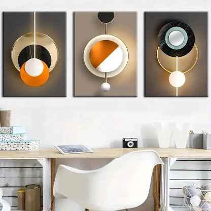 3pcs Modern Abstract Geometric Fashion Metal Print Ready to Hang Art