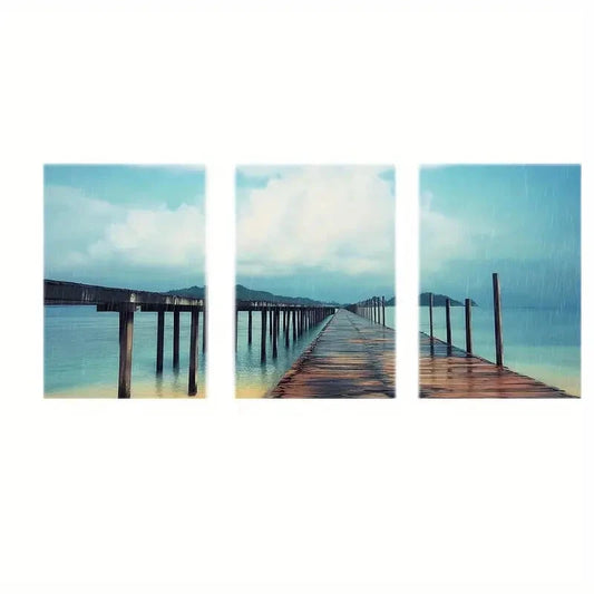 3pcs Abstract Art Water Meditation Temple Metal Print Ready to Hang Art