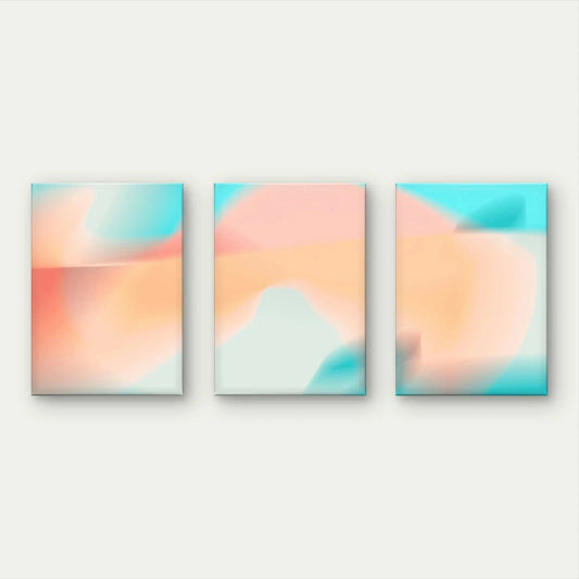 3pcs Minimalist Gradient Pastel Abstract Wall Art Set Canvas Framed 60x90cm - High Quality Print 100% Australian Made Wall Canvas Ready to Hang