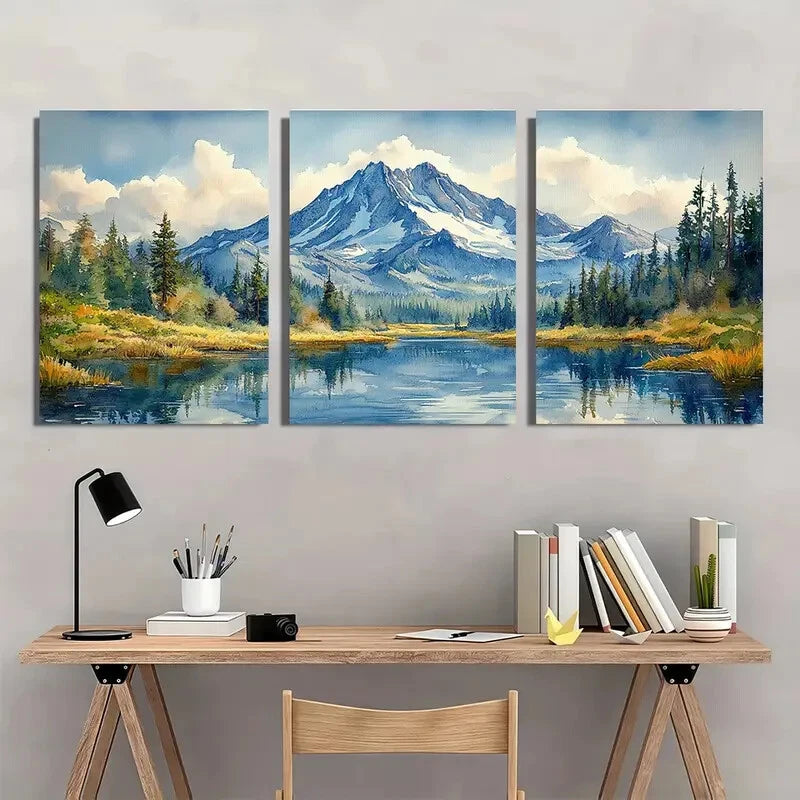 3pcs Oregon Art Inspired Landscape Painting Metal Print Ready to Hang Art