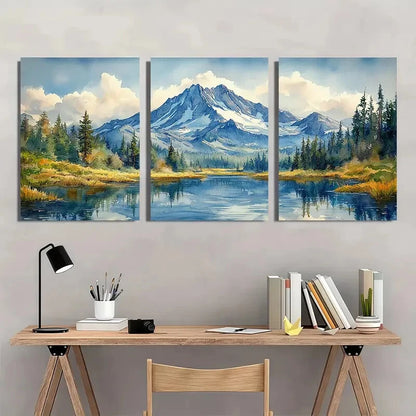 3pcs Oregon Art Inspired Landscape Painting Metal Print Ready to Hang Art