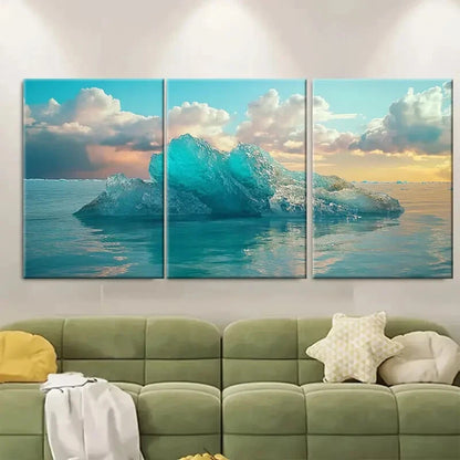 3pcs Lagoon Iceberg Scenic Nature Metal Print Ready to Hang Art
