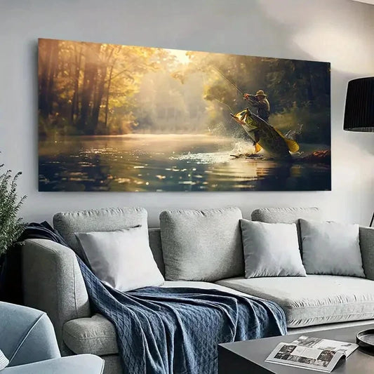 River sunset  lonely boat   wall canvas office home room framed 120x60cm