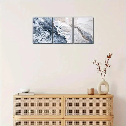 3pcs Blue And White Wall Art Poster Metal Print Ready to Hang Art