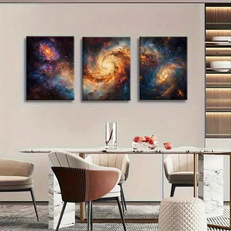 3pcs Cosmic Spiral for Galaxy Painting Metal Print Ready to Hang Art