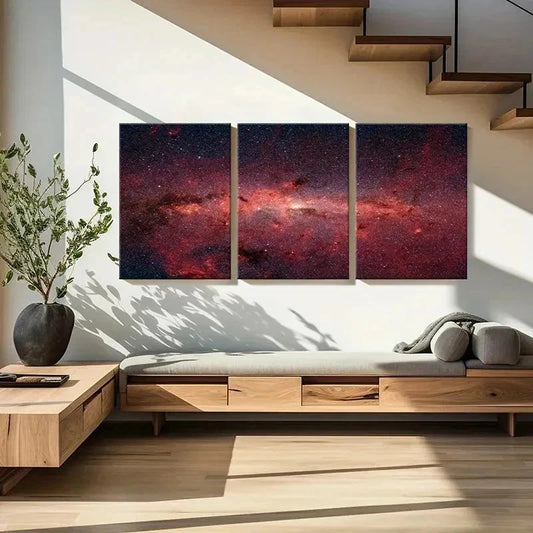 3pcs Universe Galaxy Nebula Space Modern Wall Art Set Canvas Framed 40x60cm - High Quality Print 100% Australian Made Wall Canvas Ready to Hang