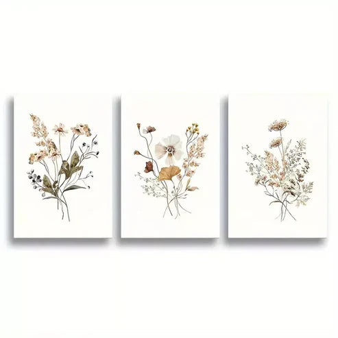 3pcs Boho Botanical with Vintage Green Leaves Canvas Framed 60x90cm - High Quality Print 100% Australian Made Wall Canvas Ready to Hang