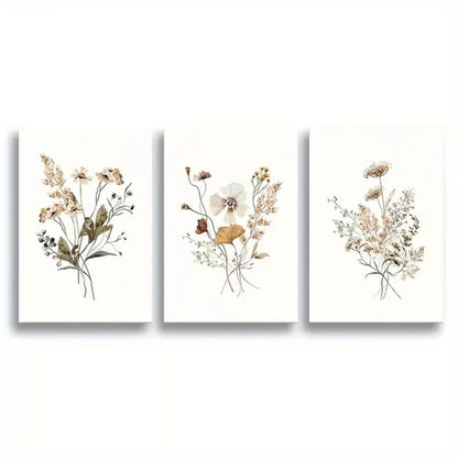 3pcs Boho Botanical with Vintage Green Leaves Canvas Framed 60x90cm - High Quality Print 100% Australian Made Wall Canvas Ready to Hang