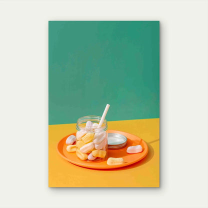 High Angle Sweet Candies Jar 40x60cm Metal Print Ready to Hang