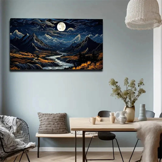 Mountain River Suitable Wall Art Canvas Office Home Room Framed 120x60cm