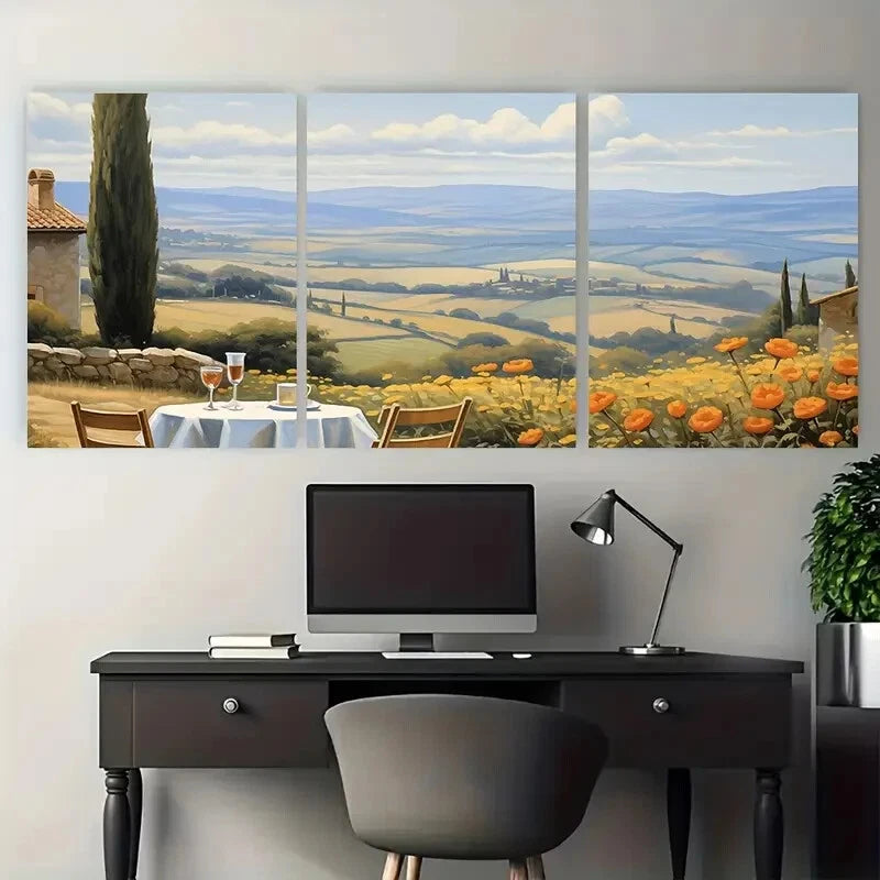 3pcs Scenic Italian Countryside Landscape Tuscany Metal Print Ready to Hang Art