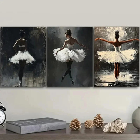 3pcs Modern Contemporary Ballerina Perfect Wall Art Set Canvas Framed 40x60cm - High Quality Print 100% Australian Made Wall Canvas Ready to Hang