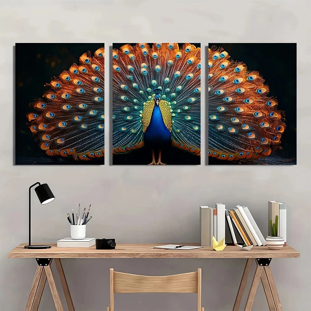 3pcs Elegant Colorful Wildlife Metal Print Ready to Hang Art