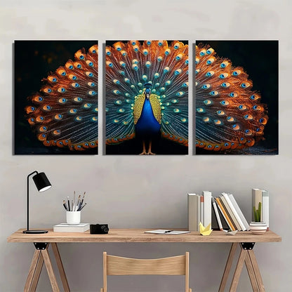 3pcs Elegant Colorful Wildlife Metal Print Ready to Hang Art