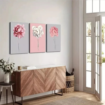 3pcs Modern Minimalist Floral  Wall Art Set Canvas Framed 50x70cm - High Quality Print 100% Australian Made Wall Canvas Ready to Hang