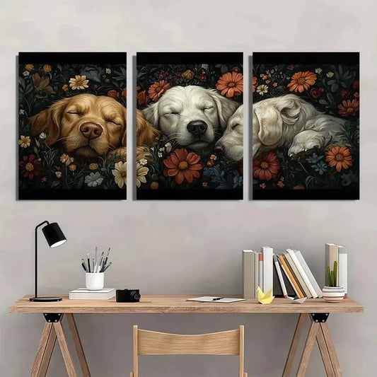 3pcs Featuring Wacky Dog Art Prints Metal Print Ready to Hang Art