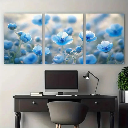 3pcs Baby Blue Eyes Nemophila Manno Park Kagawa Metal Print Ready to Hang Art