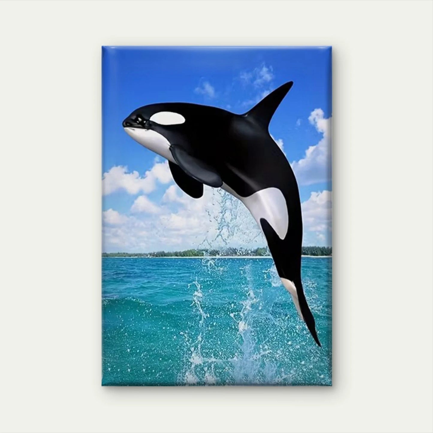 Killer Whale Orca Leaping into Ocean 60x90cm Metal Print Ready to Hang