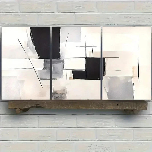 3pcs Grey And Black Wall Art Posters Metal Print Ready to Hang Art