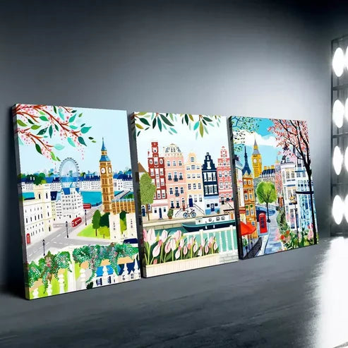 3pcs Amsterdam & Tulip Art Canvas Unframed - High Quality Print 100% Australian Made Wall Canvas