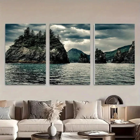 3pcs Kenai Fjords Landscape Prints with Mountains Metal Print Ready to Hang Art
