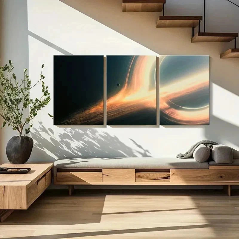 3pcs Space Planet Black Hole Interstellar Wall Art Set Canvas Framed 40x60cm - High Quality Print 100% Australian Made Wall Canvas Ready to Hang