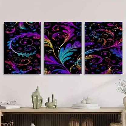 3pcs Vibrant Abstract Swirl Patterns Wall Art Set Canvas Framed 40x60cm - High Quality Print 100% Australian Made Wall Canvas Ready to Hang