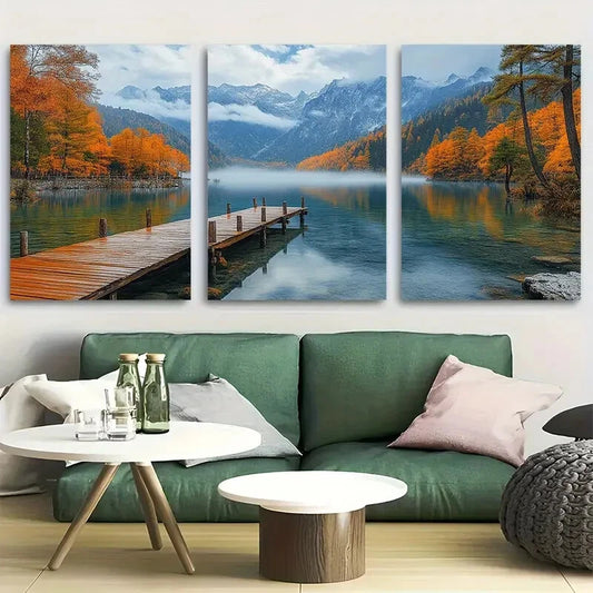 3pcs Vibrant Jiuzhaigou Valley China Travel Metal Print Ready to Hang Art