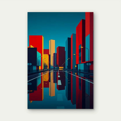 Vibrant Skyscraper Reflections Metal Print Ready to Hang