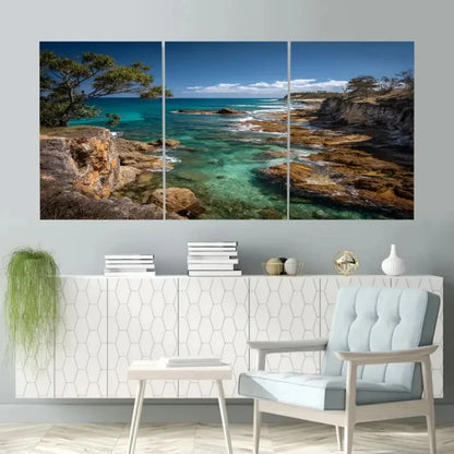 3pcs Nusa National Park Vibrant Australian Wall Art Set Canvas Framed 50x70cm - High Quality Print 100% Australian Made Wall Canvas Ready to Hang