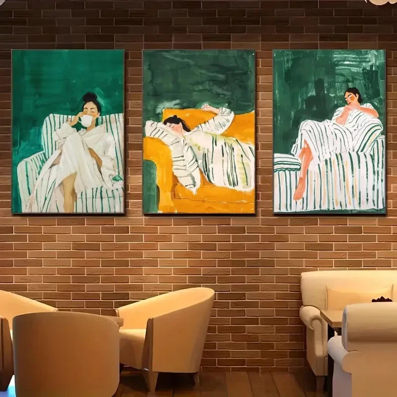 3pcs Art Suit-Bright Women's Rest Print Metal Print Ready to Hang Art