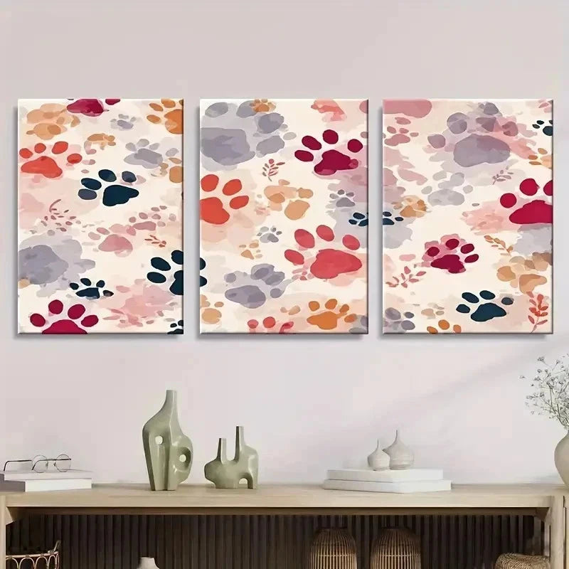 3pcs Abstract Artistic Cat Pattern Wall Art Set Canvas Framed 50x70cm - High Quality Print 100% Australian Made Wall Canvas Ready to Hang