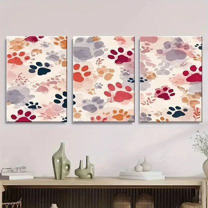 3pcs Abstract Artistic Cat Pattern Wall Art Set Canvas Framed 50x70cm - High Quality Print 100% Australian Made Wall Canvas Ready to Hang