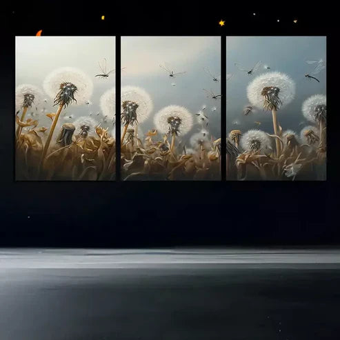 3pcs Charming Dandelion Canvas Framed 60X90cm - High Quality Print 100% Australian Made Wall Canvas Ready to Hang