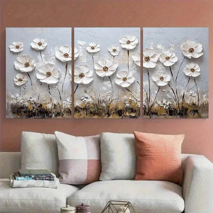 3pcs Floral Meadow Minimalist Landscape Botanical Metal Print Ready to Hang Art