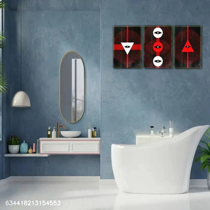 3pcs All Seeing Eye Red and Black Pattern Metal Print Ready to Hang Art