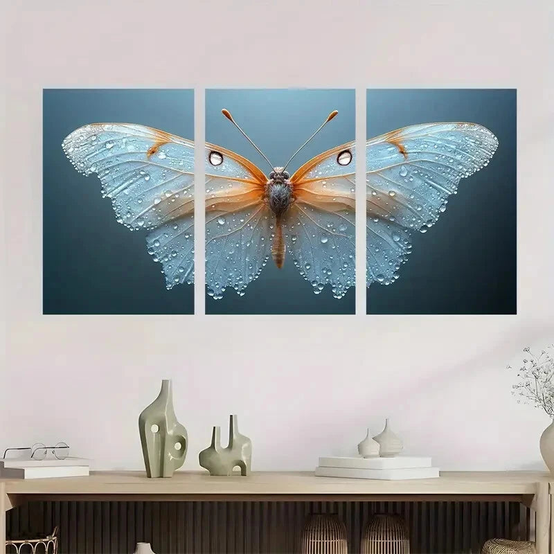 3pcs Butterfly Décor Fairy Wings Perfect Wall Art Set Canvas Framed 40x60cm - High Quality Print 100% Australian Made Wall Canvas Ready to Hang