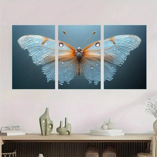3pcs Butterfly Décor Fairy Wings Perfect Wall Art Set Canvas Framed 40x60cm - High Quality Print 100% Australian Made Wall Canvas Ready to Hang
