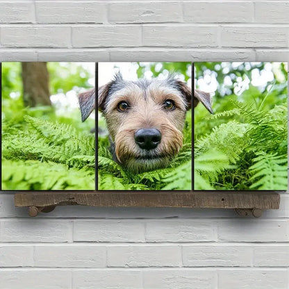 3pcs Dogs in The Forest Green Nature Metal Print Ready to Hang Art
