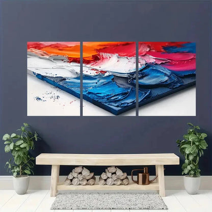 3pcs Abstract Visual Art Red Blue Art Colorful Metal Print Ready to Hang Art