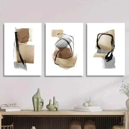 3pcs rt, Minimalist abstract art painting Metal Print Ready to Hang Art