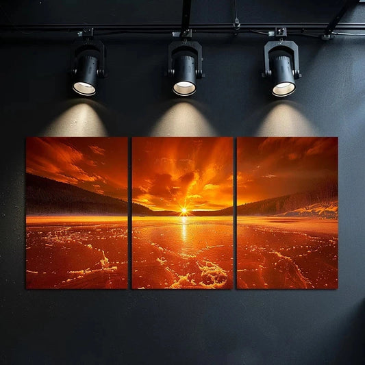 3pcs Swedish Forest Lake Scene Metal Print Ready to Hang Art