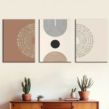3pcs Bohemian Style with Modern Abstract Symmetry Metal Print Ready to Hang Art