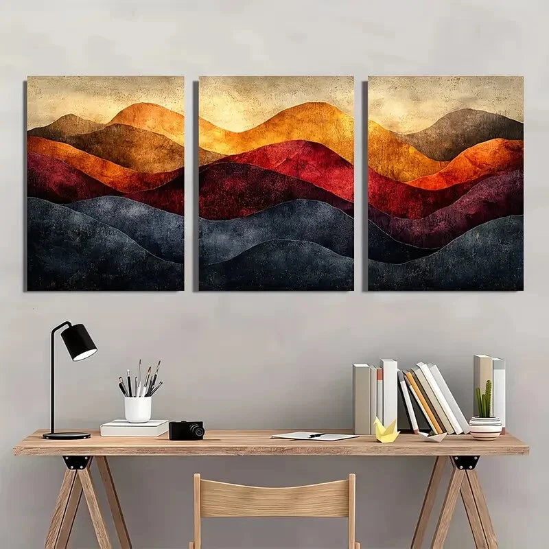 3pcs Sepia Hues White Yellow Ochre Sunlight Metal Print Ready to Hang Art