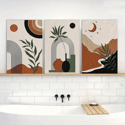 3pcs Abstract Geometric Art Prints Painting Metal Print Ready to Hang Art