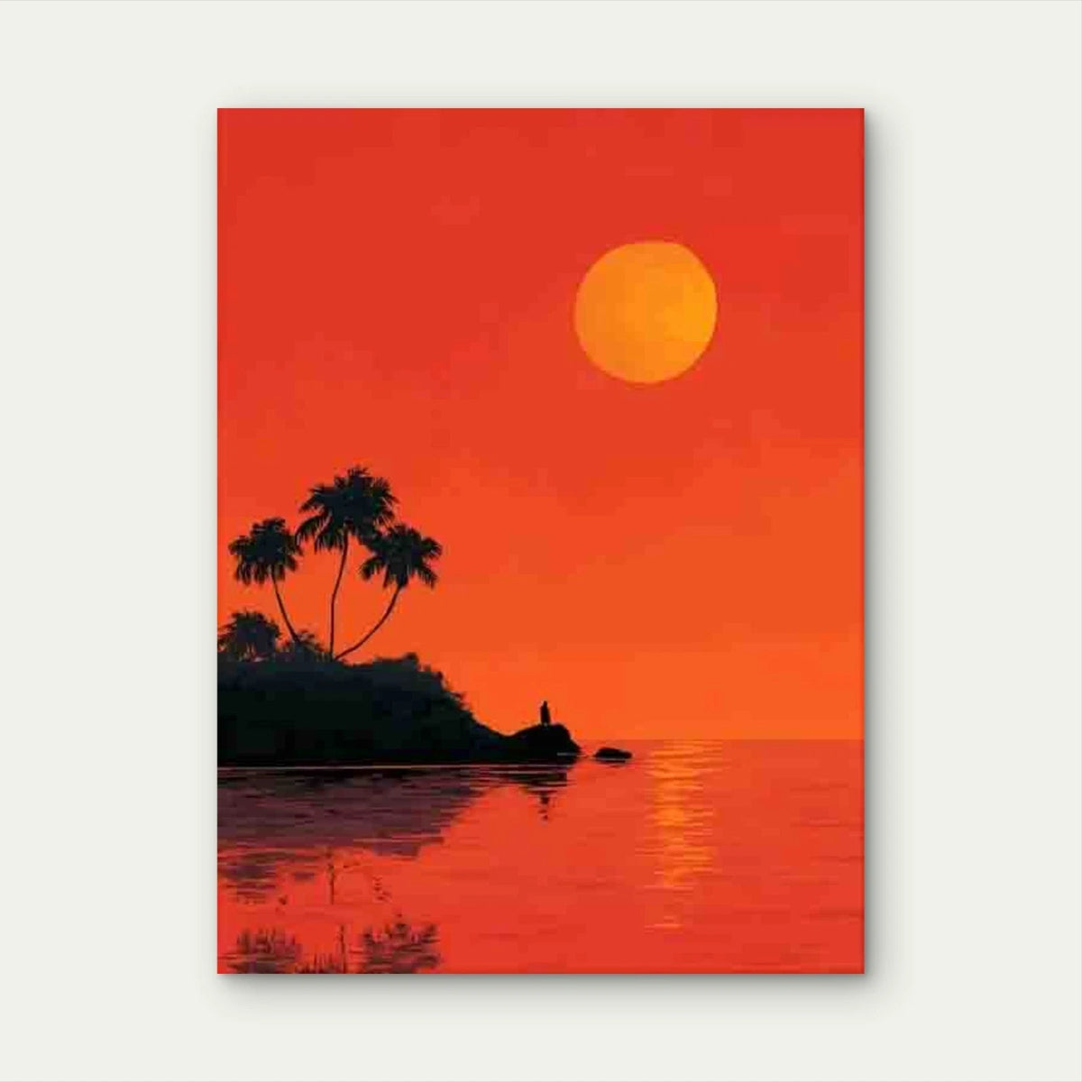Island Silhouette Sun Reflection Tropical Metal Print Ready to Hang